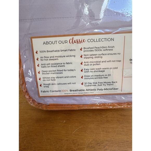 Peach Skin Sheets Classic Collection 1500TC King Lavender Mist NEW - Picture 4 of 6